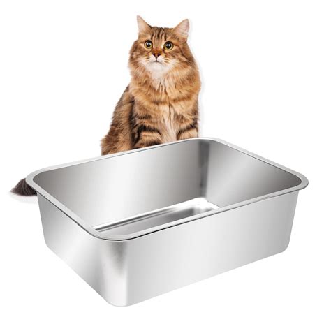 stainless steel litter box large|stainless steel kitty litter pan.